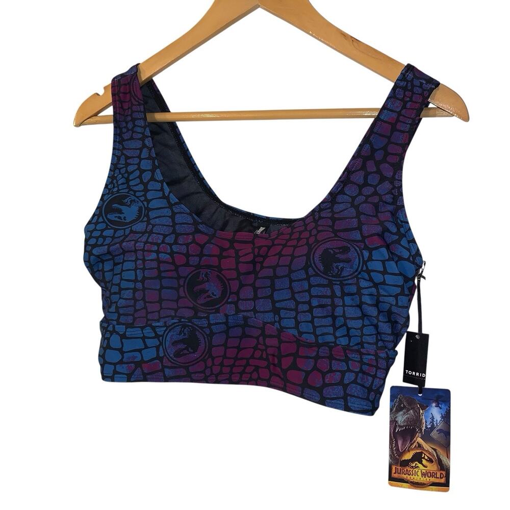 Torrid Jurassic Park World Dinosaur Wireless Padded Scoop Bikini Swim Top 00